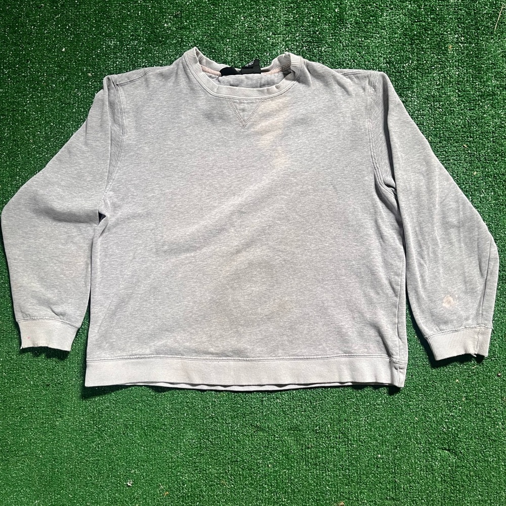 Grey and white crewneck sweatshirt